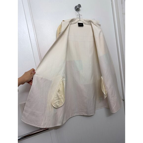 Akris Mural Print Open Front A Line Coat Jacket Red Beige Colorblock Geometric 6 - Picture 14 of 16